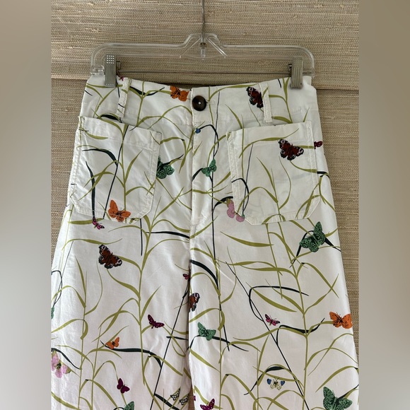 Maeve by Anthroplogie- Collette White with Butterfly print Wide Leg Pants - Picture 3 of 4